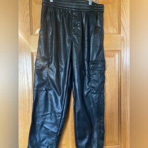 Women’s faux leather  Black Cargo Pants